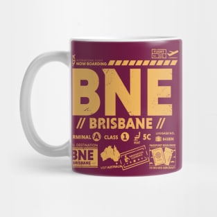 Vintage Brisbane BNE Airport Code Travel Day Retro Travel Tag Australia Mug